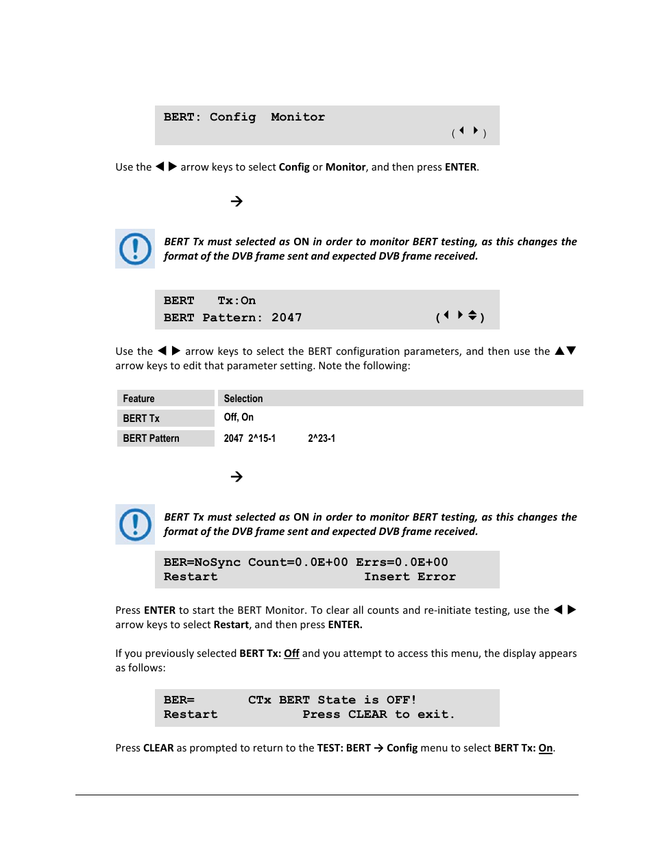 2 test: bert, 1 test: bert ( config, 2 test: bert ( monitor | 1 test: bert æ config, 2 test: bert æ monitor | Comtech EF Data CDM-750 User Manual | Page 121 / 302