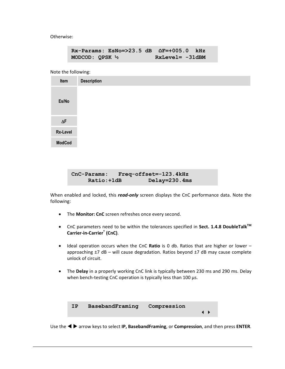 5 monitor: cnc (carrier-in-carrier parameters), 6 monitor: stats (statistics) | Comtech EF Data CDM-750 User Manual | Page 125 / 302