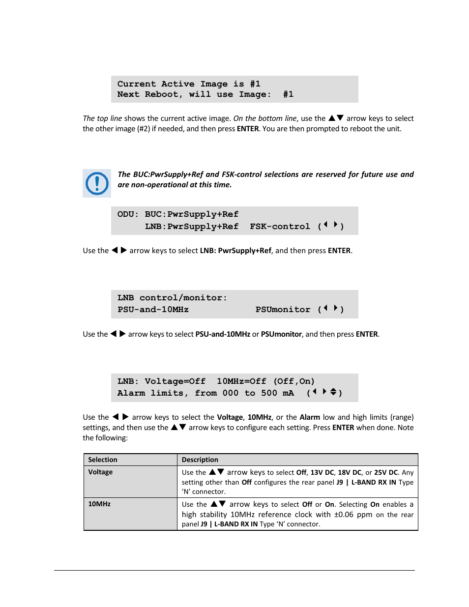 2 (utility) firmware images: select, 8 select: odu (outdoor unit), 1 odu: lnb:pwrsupply+ref | 1 (odu) lnb:pwrsupply+ref: psu-and-10mhz | Comtech EF Data CDM-750 User Manual | Page 138 / 302