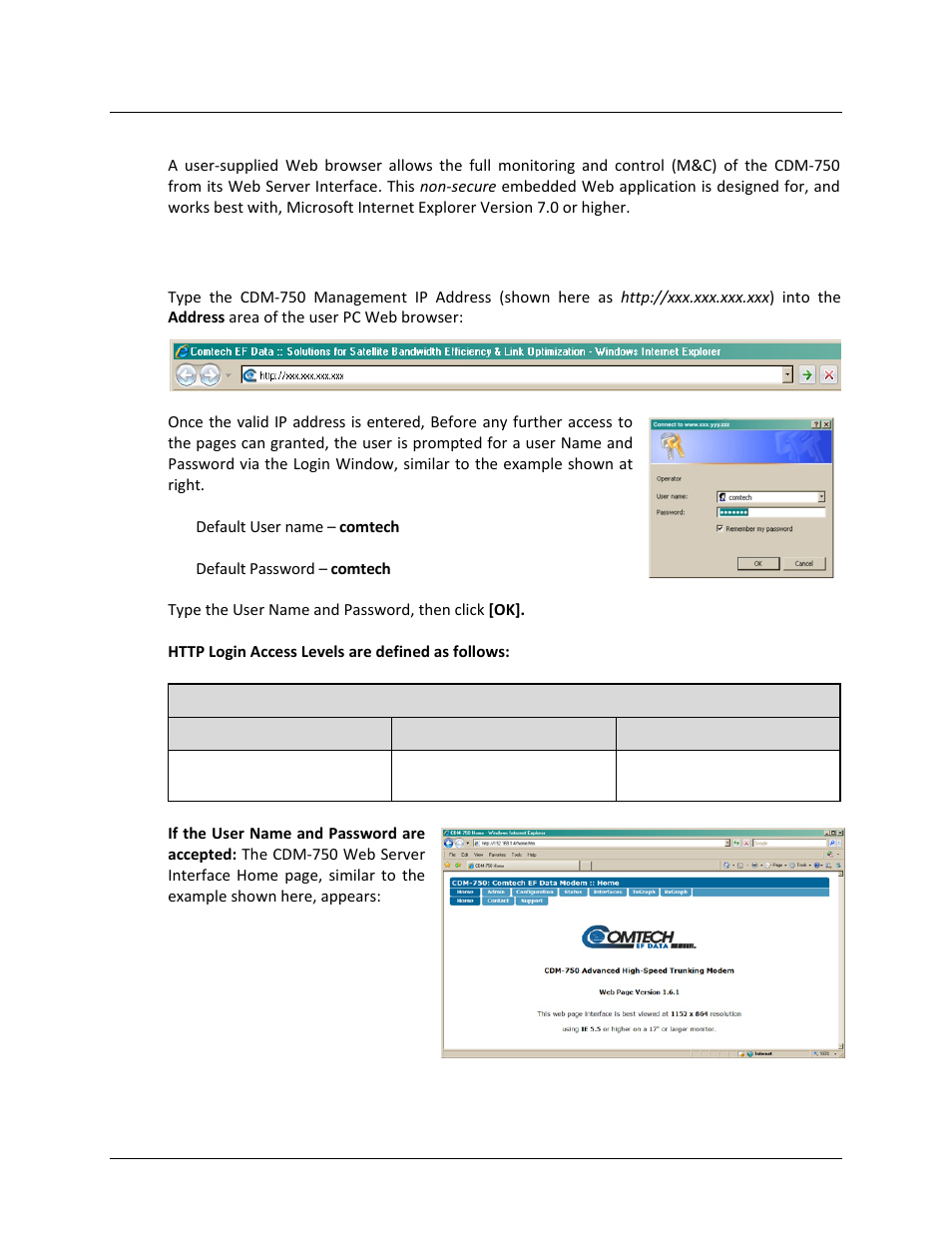 5 web server (http) interface, 1 user login | Comtech EF Data CDM-750 User Manual | Page 151 / 302