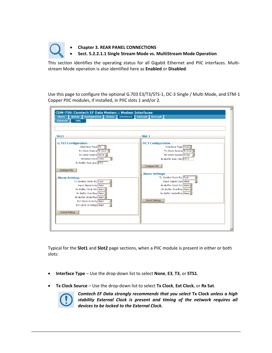 2 interfaces | piic (plug-in interface card) | Comtech EF Data CDM-750 User Manual | Page 172 / 302