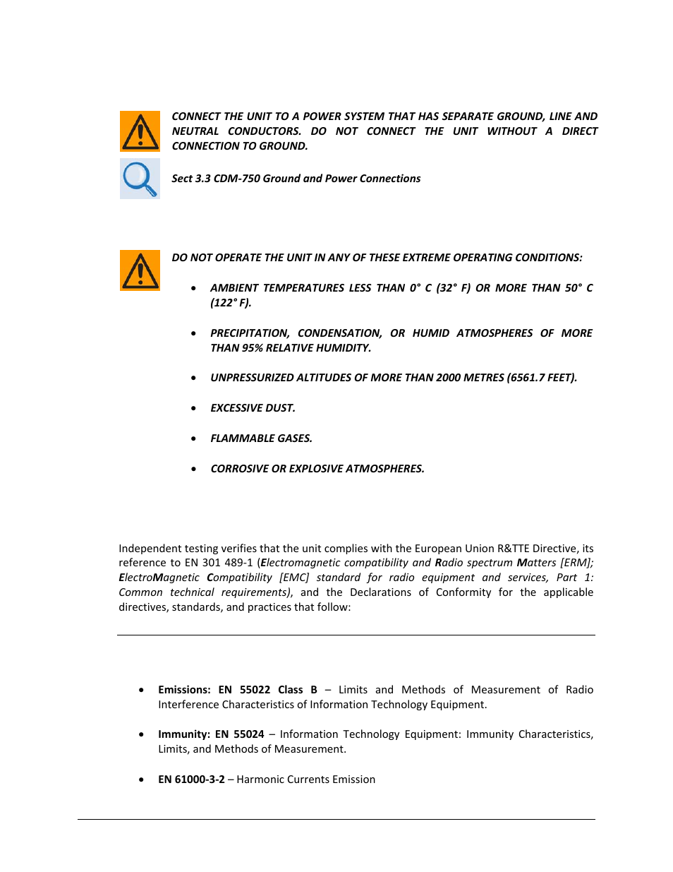 Electrical installation, Operating environment | Comtech EF Data CDM-750 User Manual | Page 19 / 302