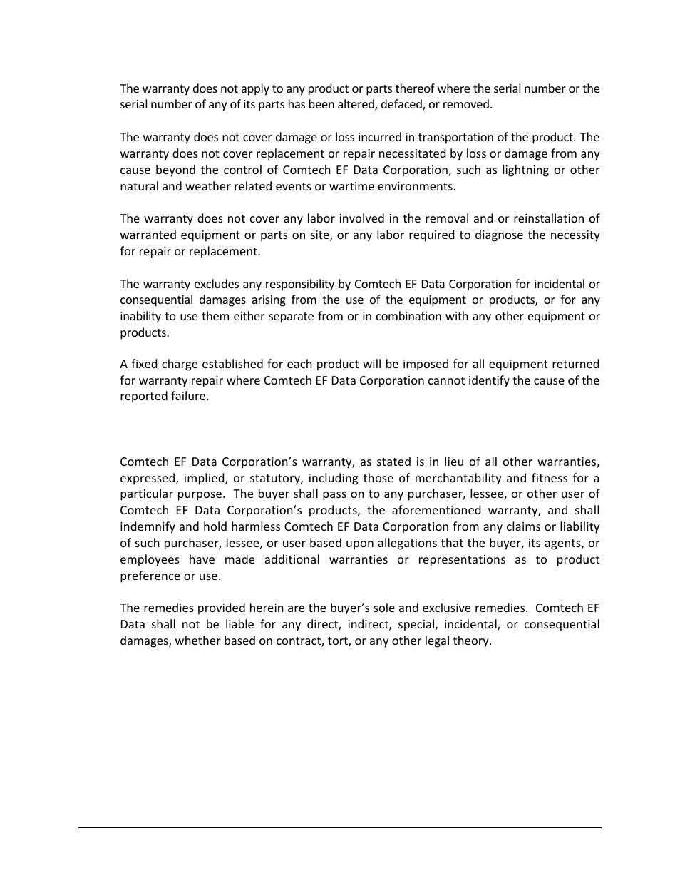 Exclusive remedies | Comtech EF Data CDM-750 User Manual | Page 22 / 302