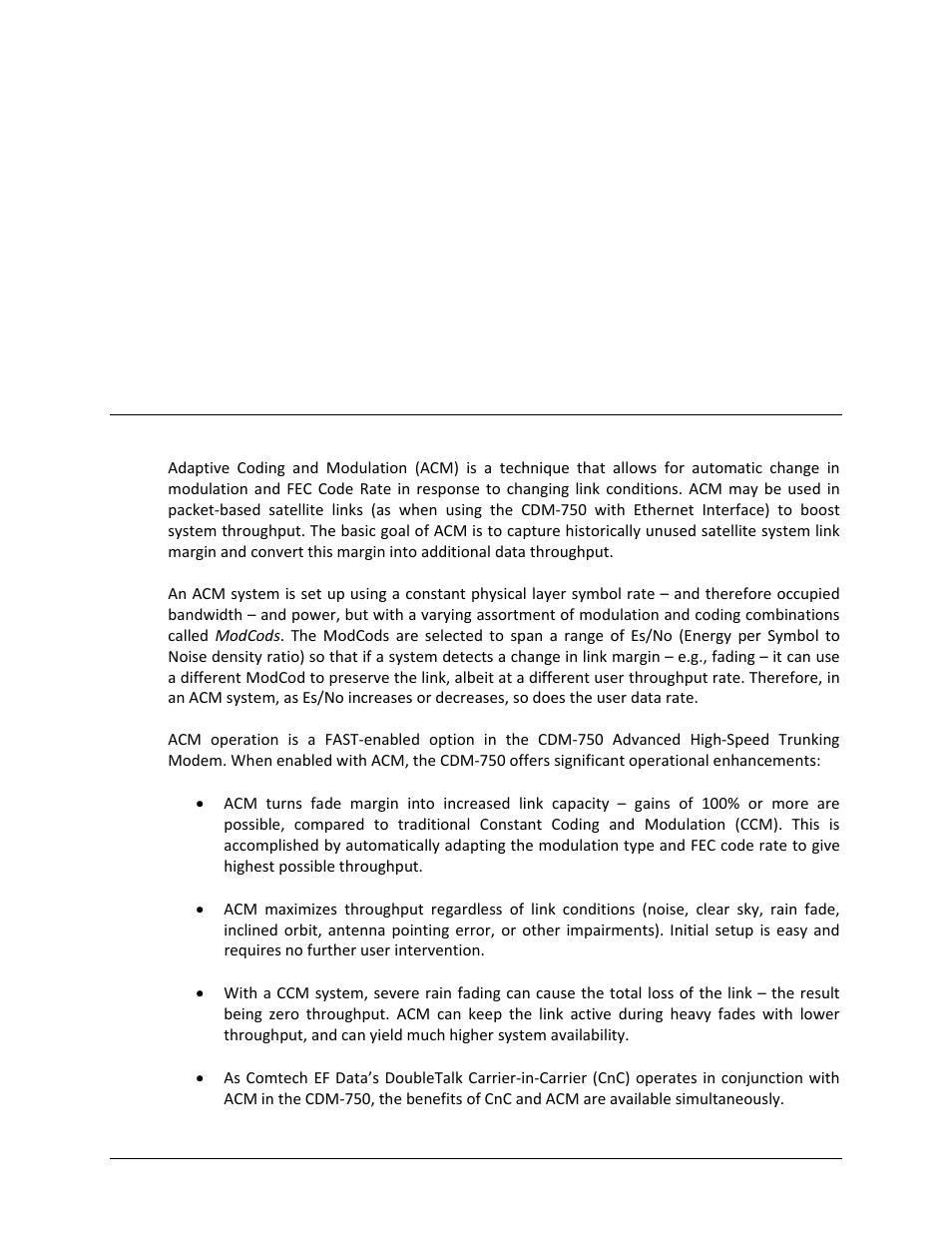 C.1 introduction, Appendix c. adaptive coding, Modulation (acm) option | Comtech EF Data CDM-750 User Manual | Page 237 / 302