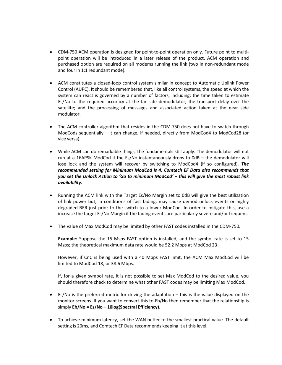 C.6.2 notes and recommendations | Comtech EF Data CDM-750 User Manual | Page 256 / 302