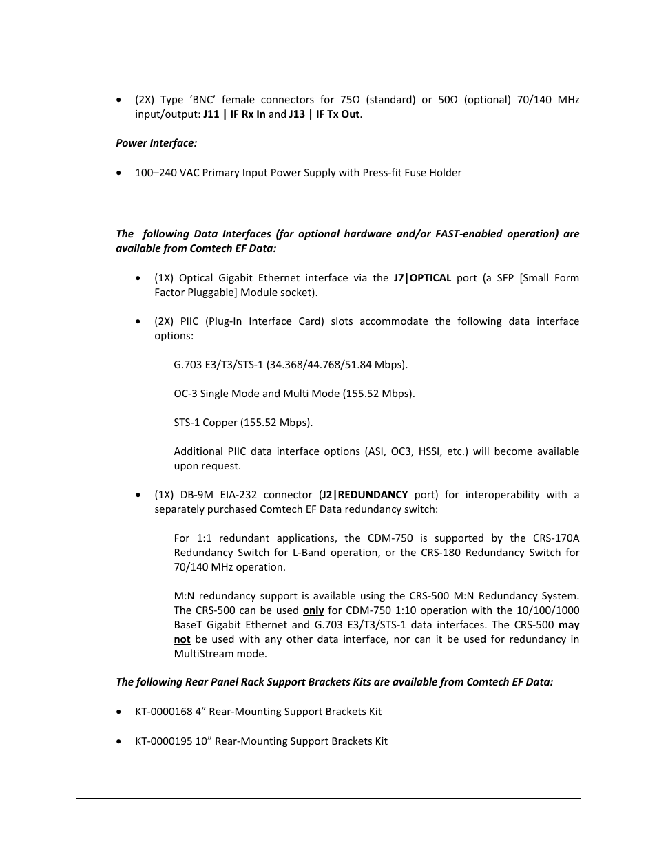 2 rear panel optional features | Comtech EF Data CDM-750 User Manual | Page 34 / 302