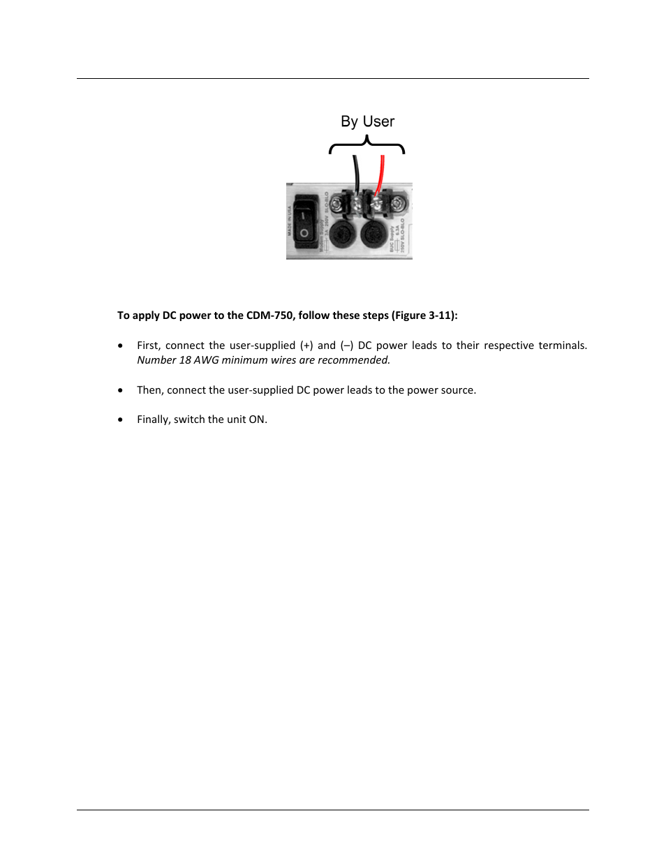 1 dc operation – applying power | Comtech EF Data CDM-750 User Manual | Page 64 / 302