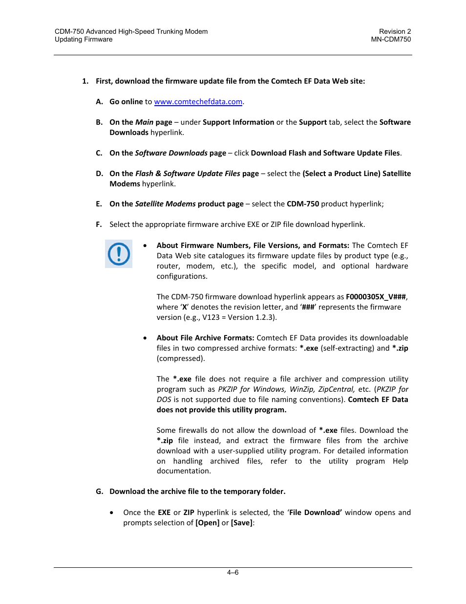 3 downloading and extracting the firmware update | Comtech EF Data CDM-750 User Manual | Page 72 / 302