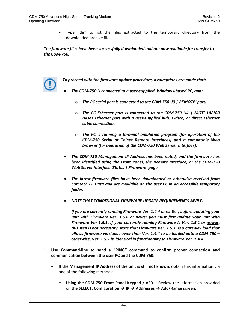 4 performing the ethernet ftp upload procedure | Comtech EF Data CDM-750 User Manual | Page 74 / 302