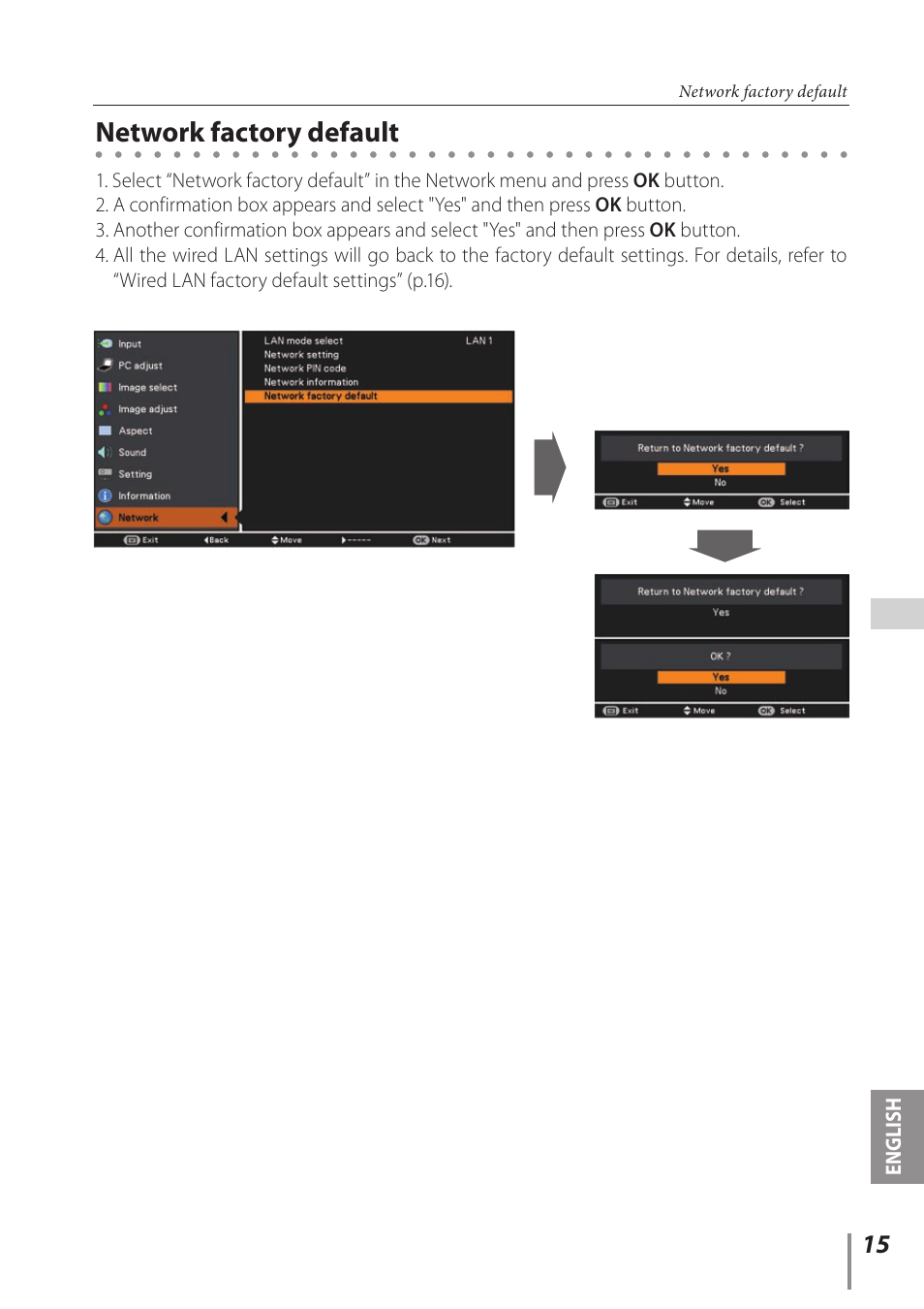 Network factory default | Canon LV 7490 User Manual | Page 15 / 62