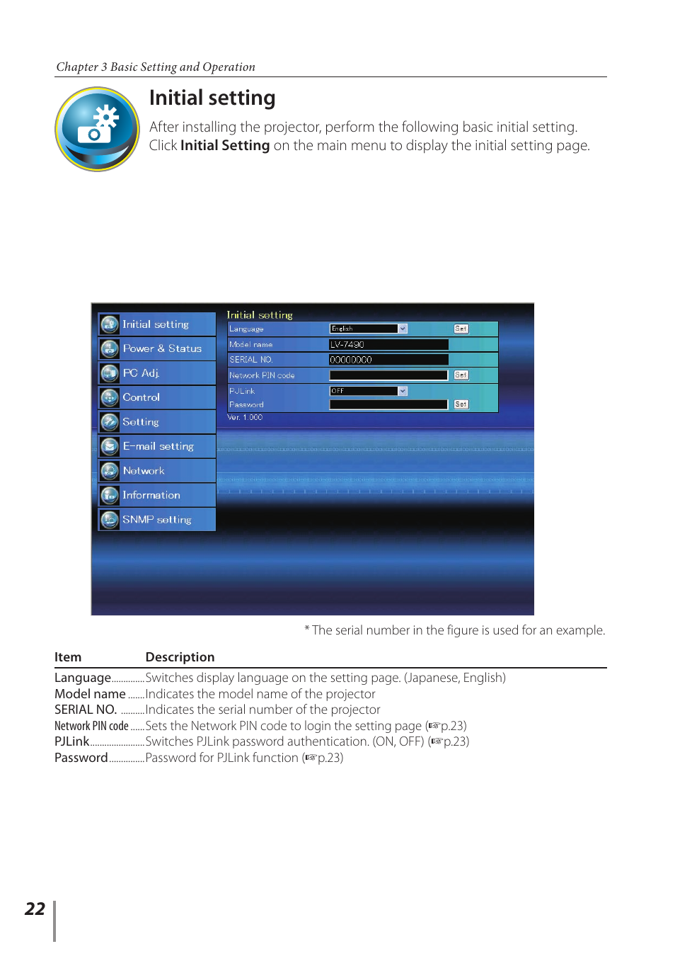 Initial setting | Canon LV 7490 User Manual | Page 22 / 62