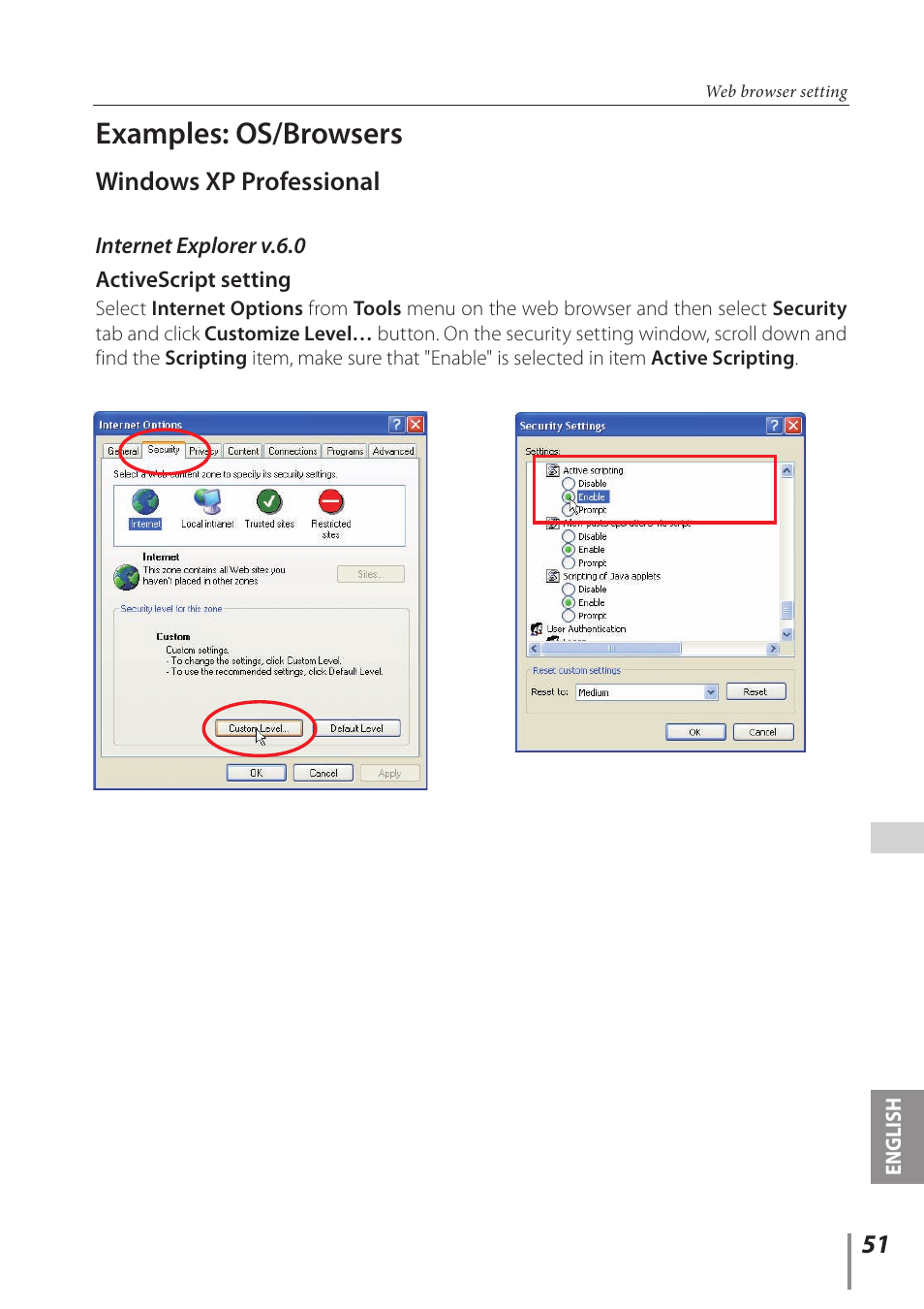 Examples: os/browsers, Windows xp professional | Canon LV 7490 User Manual | Page 51 / 62