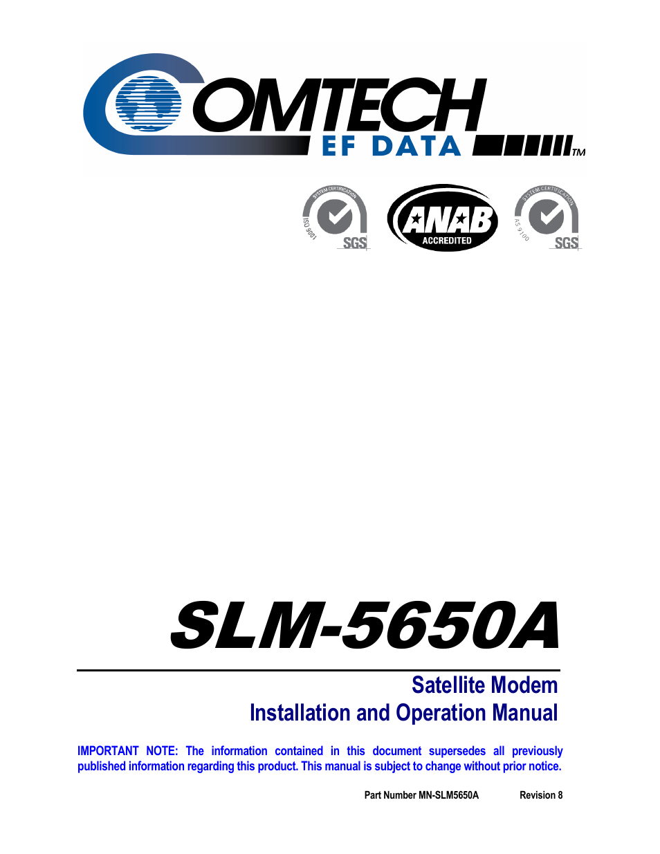 Comtech EF Data SLM-5650A User Manual | 420 pages