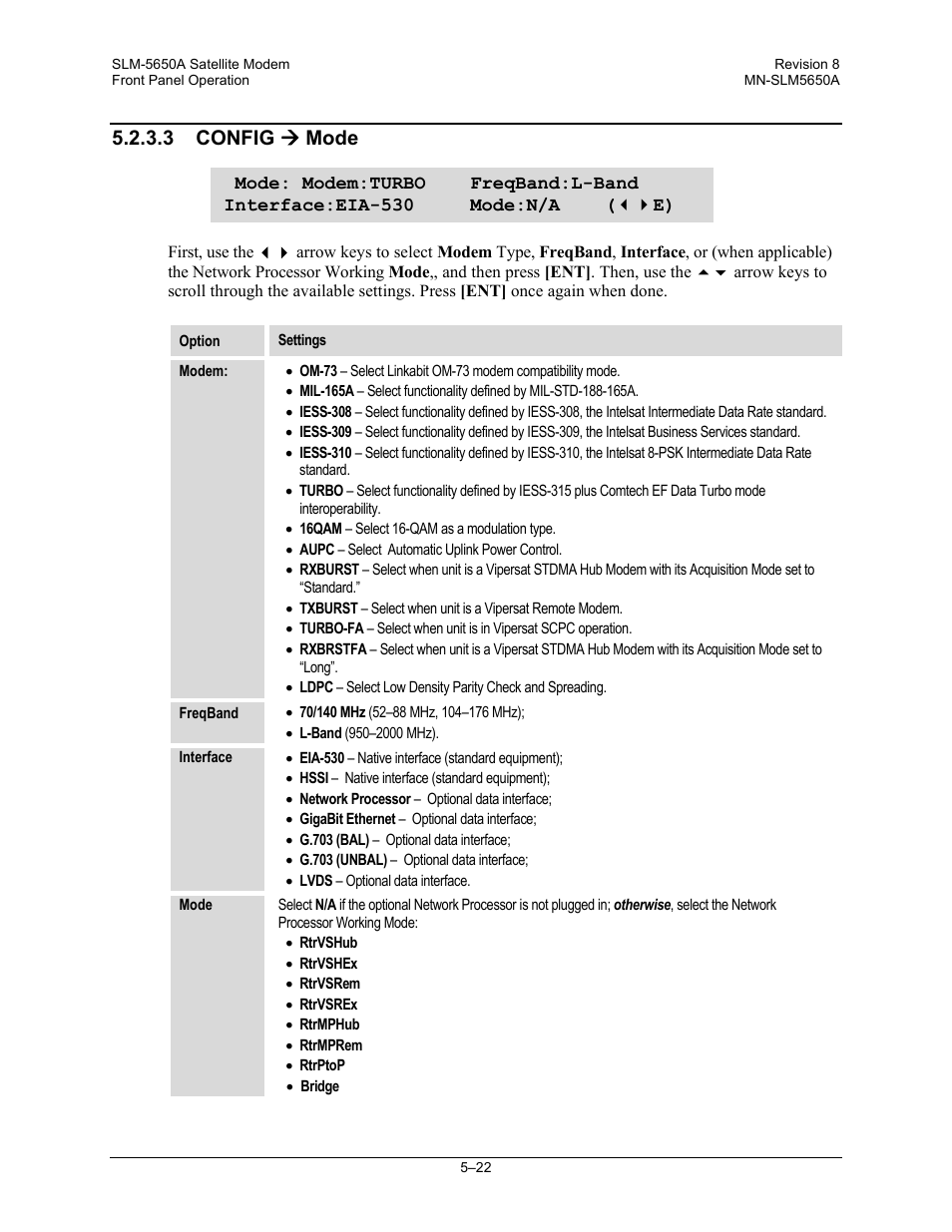 3 config  mode | Comtech EF Data SLM-5650A User Manual | Page 104 / 420