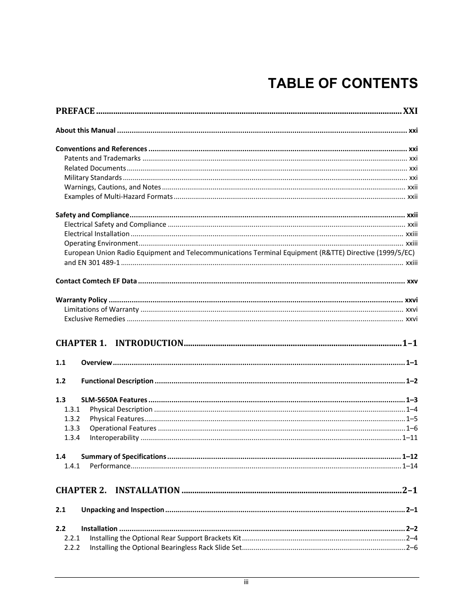 Comtech EF Data SLM-5650A User Manual | Page 11 / 420