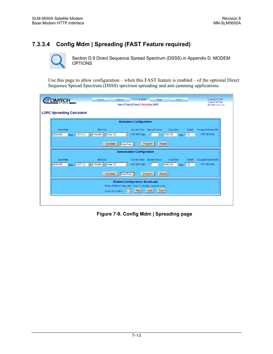 4 config mdm | spreading (fast feature required) | Comtech EF Data SLM-5650A User Manual | Page 153 / 420