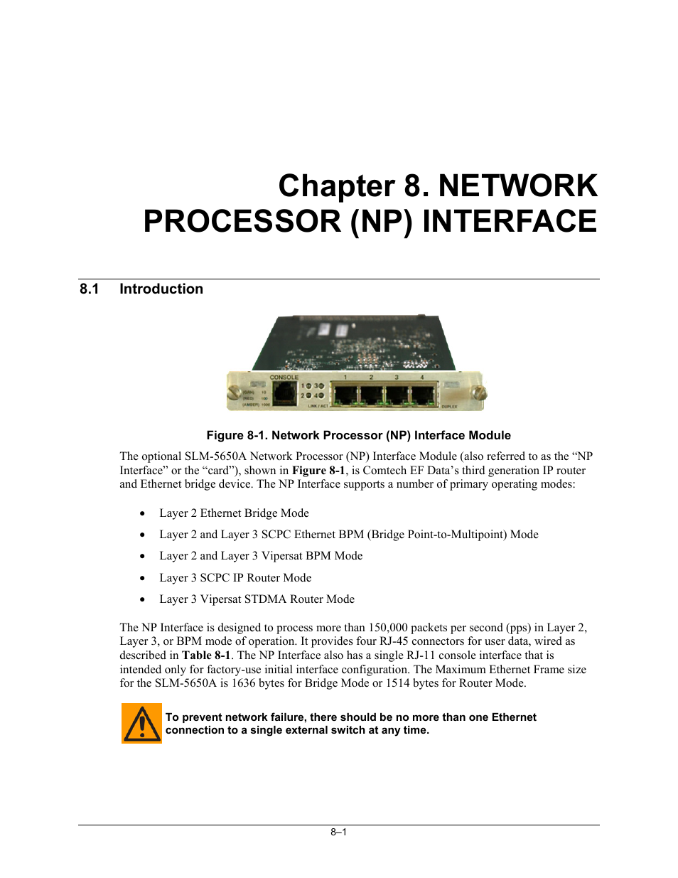 Ch08_npmod, Chapter 8. network processor (np) interface | Comtech EF Data SLM-5650A User Manual | Page 163 / 420