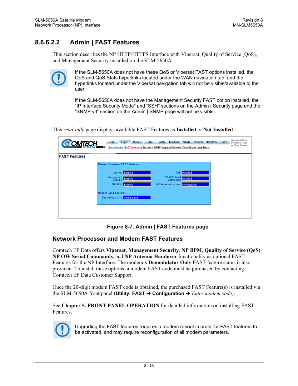 2 admin | fast features | Comtech EF Data SLM-5650A User Manual | Page 175 / 420