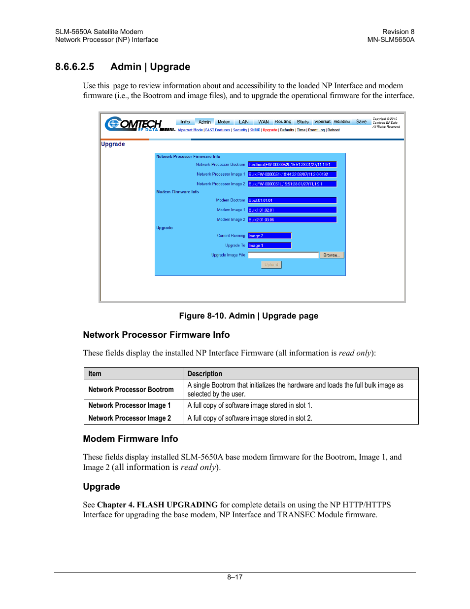 5 admin | upgrade | Comtech EF Data SLM-5650A User Manual | Page 179 / 420