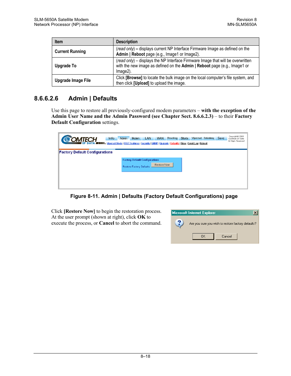 6 admin | defaults | Comtech EF Data SLM-5650A User Manual | Page 180 / 420