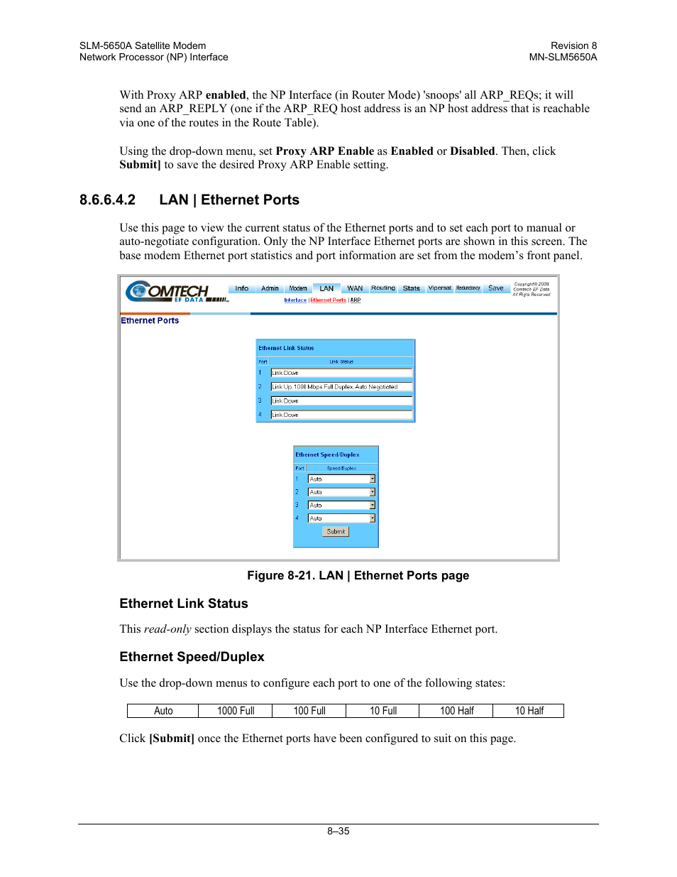 2 lan | ethernet ports | Comtech EF Data SLM-5650A User Manual | Page 197 / 420