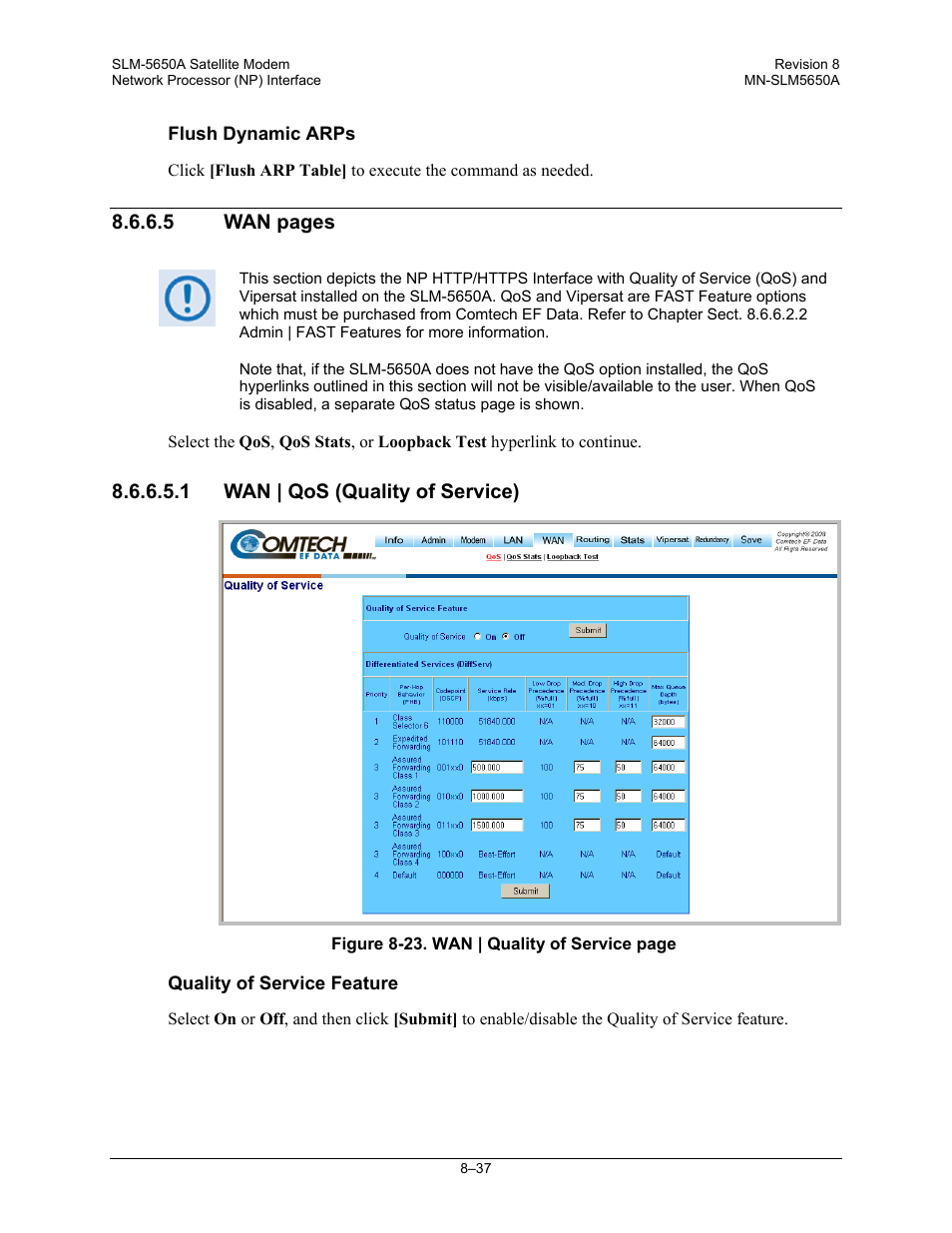 5 wan pages, 1 wan | qos (quality of service) | Comtech EF Data SLM-5650A User Manual | Page 199 / 420