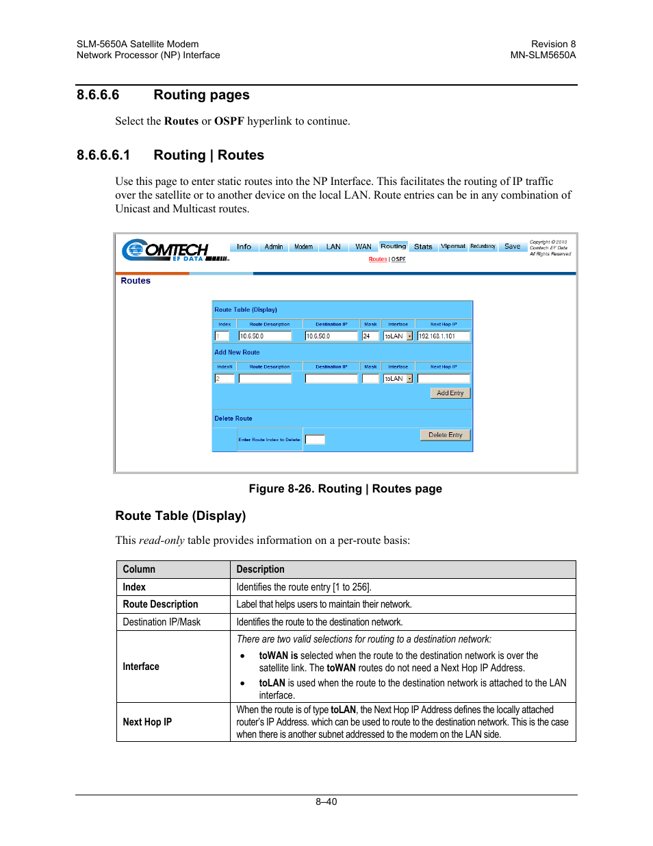 6 routing pages, 1 routing | routes | Comtech EF Data SLM-5650A User Manual | Page 202 / 420