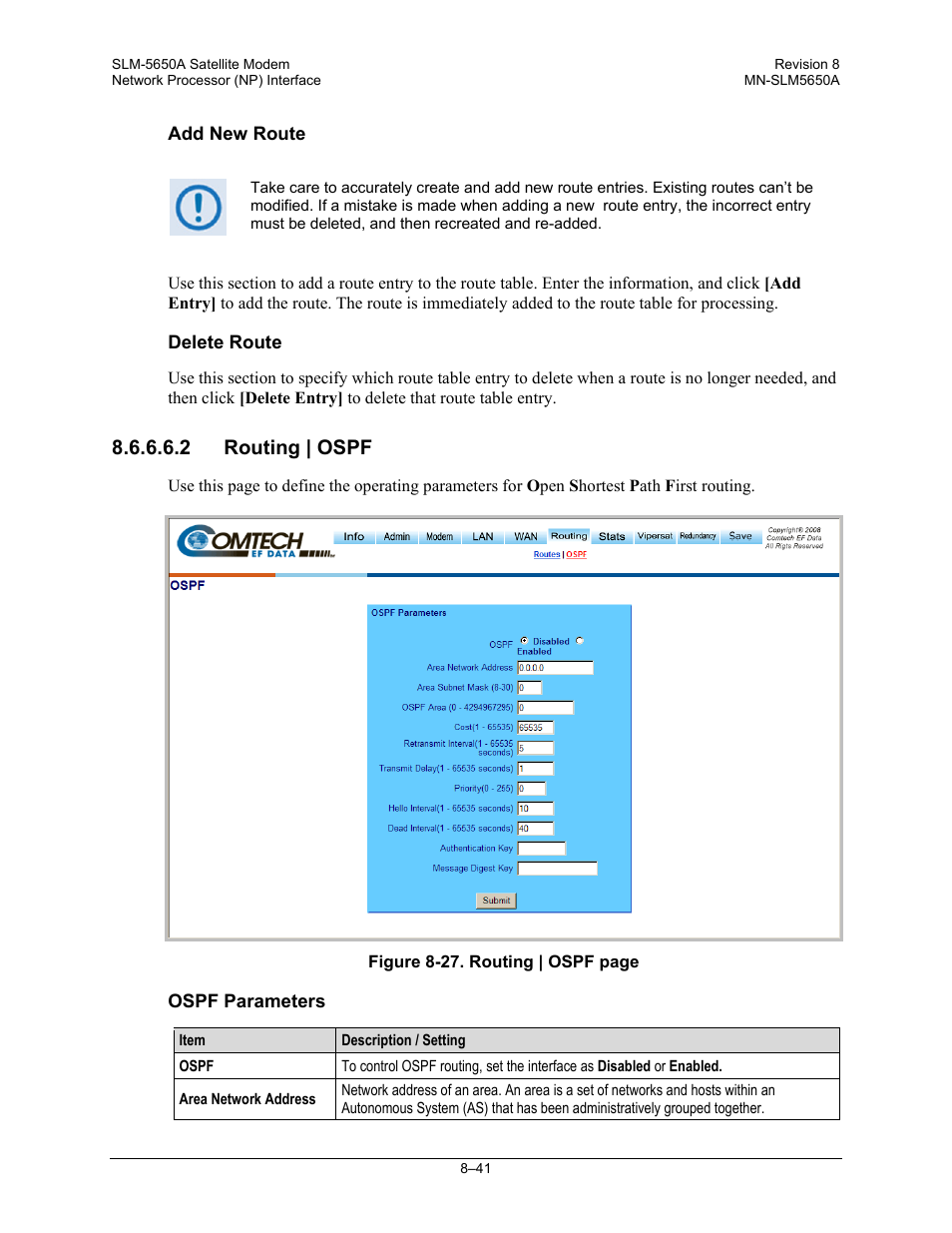 2 routing | ospf | Comtech EF Data SLM-5650A User Manual | Page 203 / 420