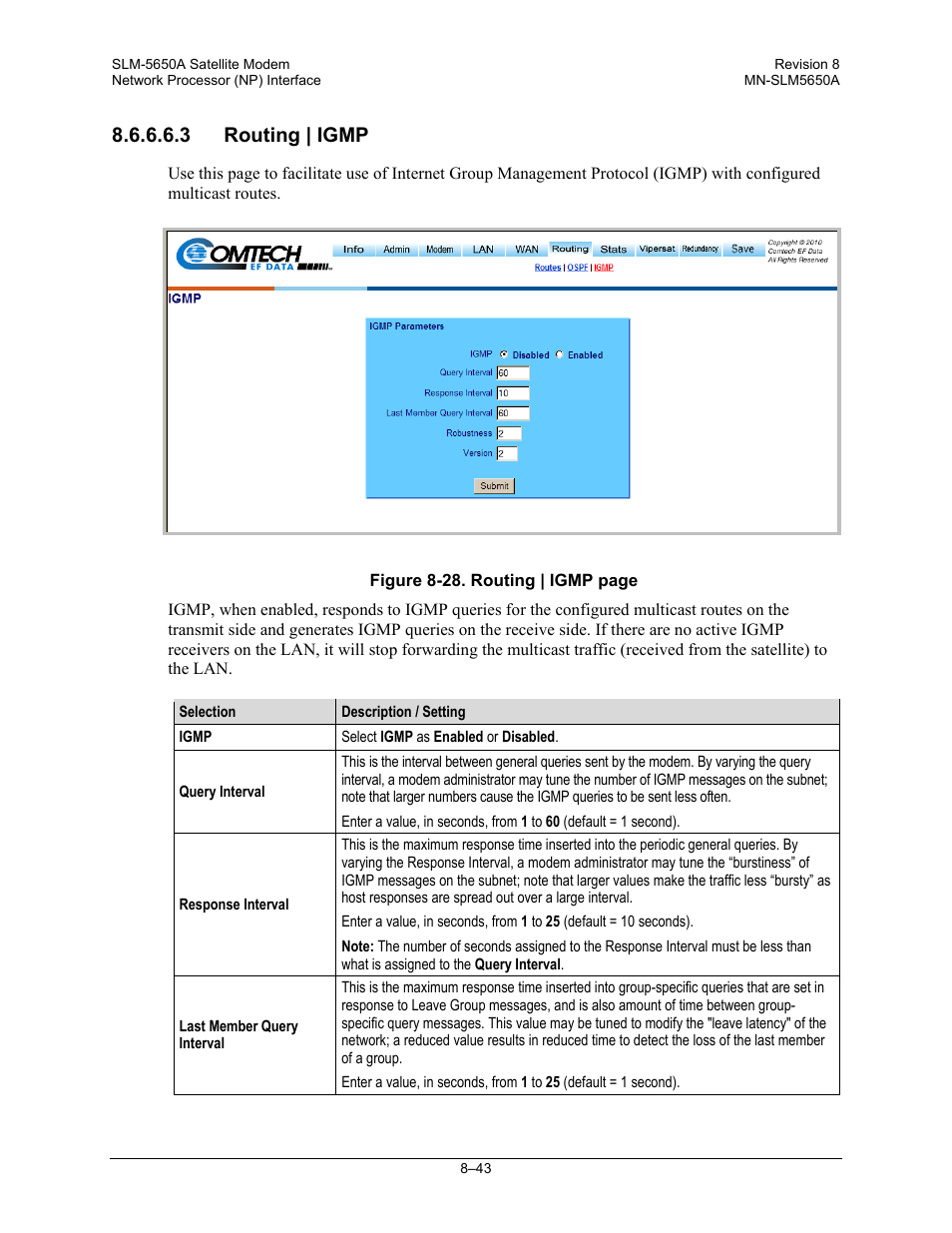 3 routing | igmp | Comtech EF Data SLM-5650A User Manual | Page 205 / 420