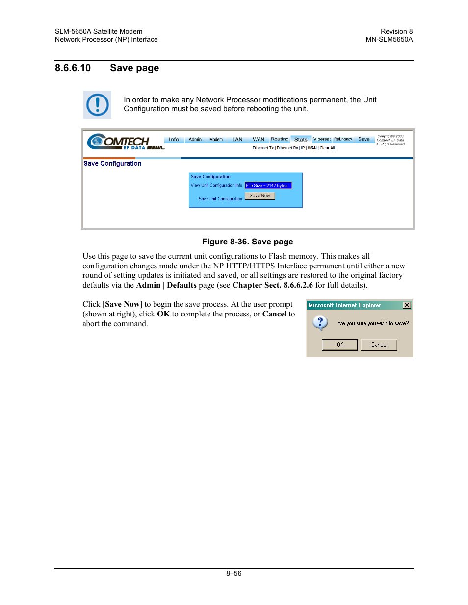 10 save page | Comtech EF Data SLM-5650A User Manual | Page 218 / 420