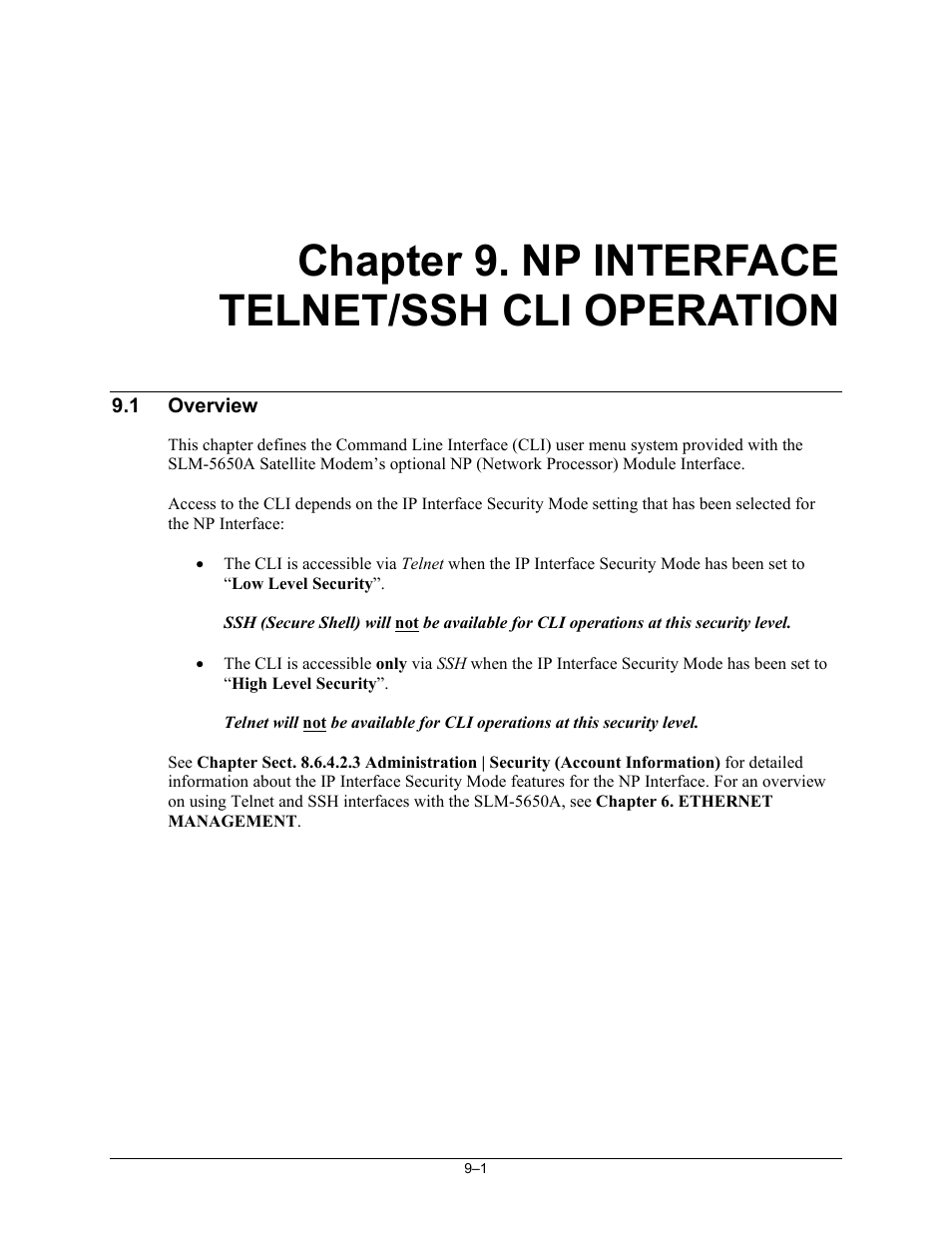 Ch09_npmod_cli, Chapter 9. np interface telnet/ssh cli operation | Comtech EF Data SLM-5650A User Manual | Page 219 / 420