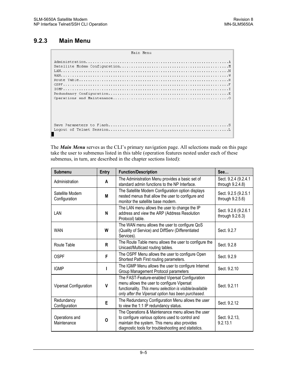 3 main menu | Comtech EF Data SLM-5650A User Manual | Page 223 / 420