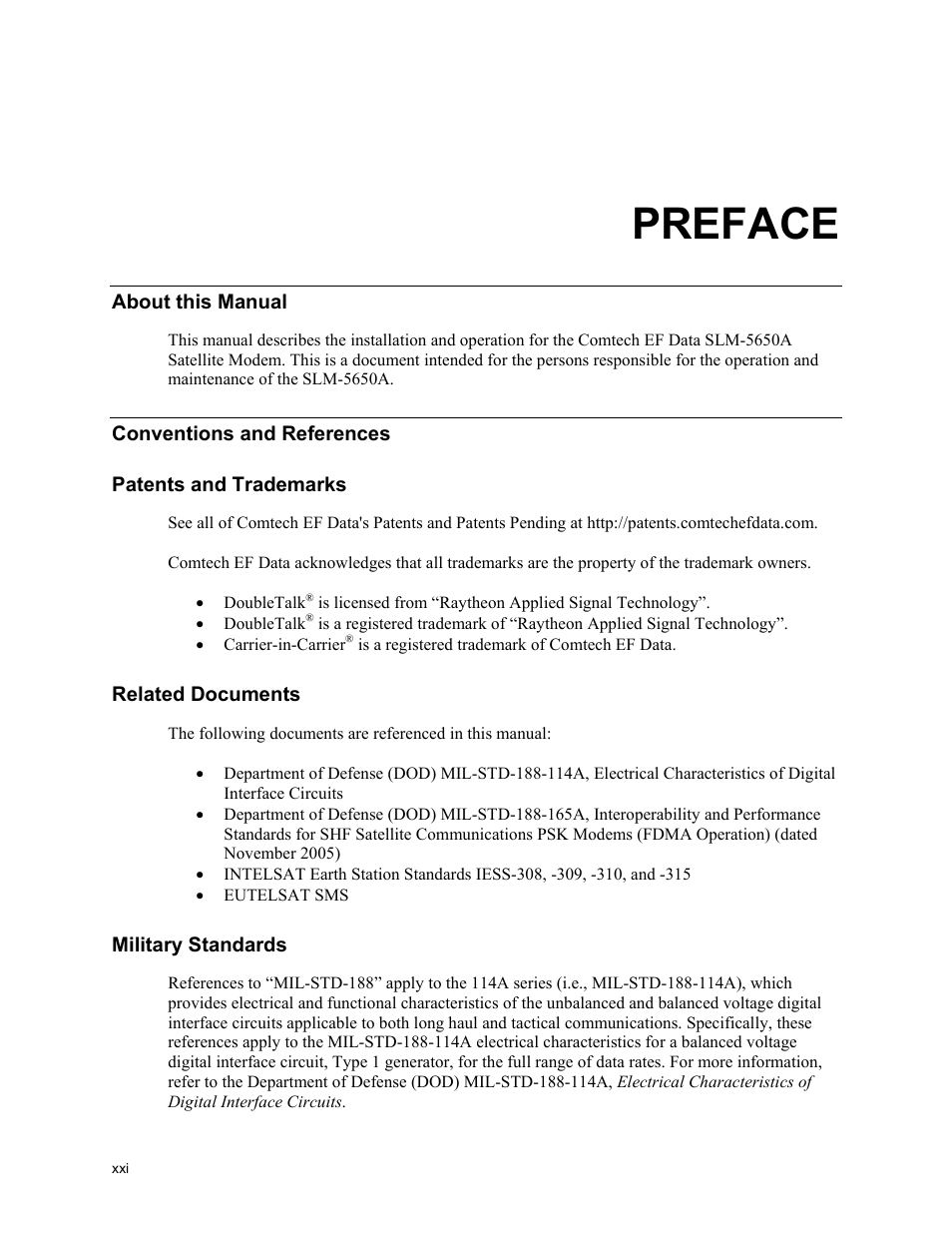 Preface | Comtech EF Data SLM-5650A User Manual | Page 23 / 420