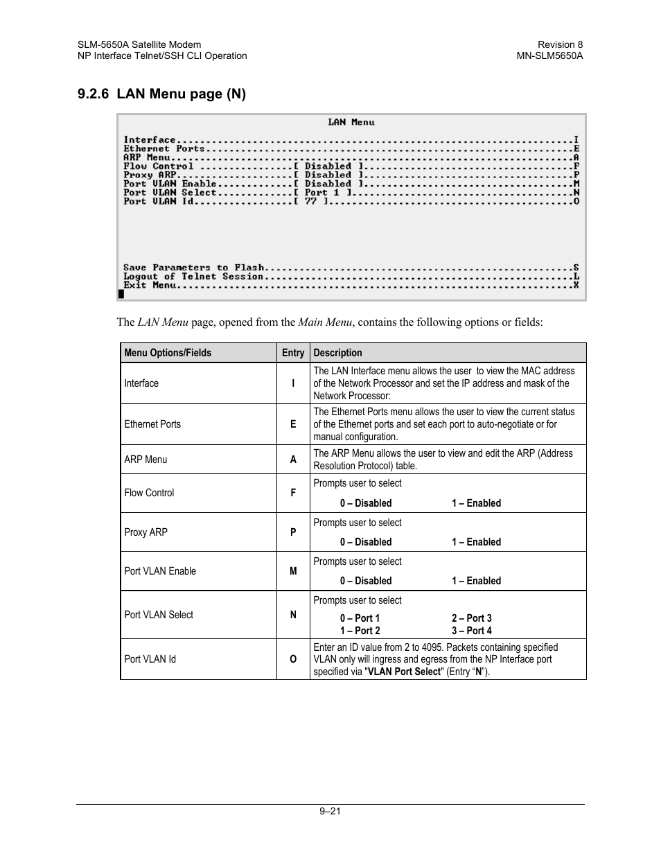 6 lan menu page (n) | Comtech EF Data SLM-5650A User Manual | Page 239 / 420