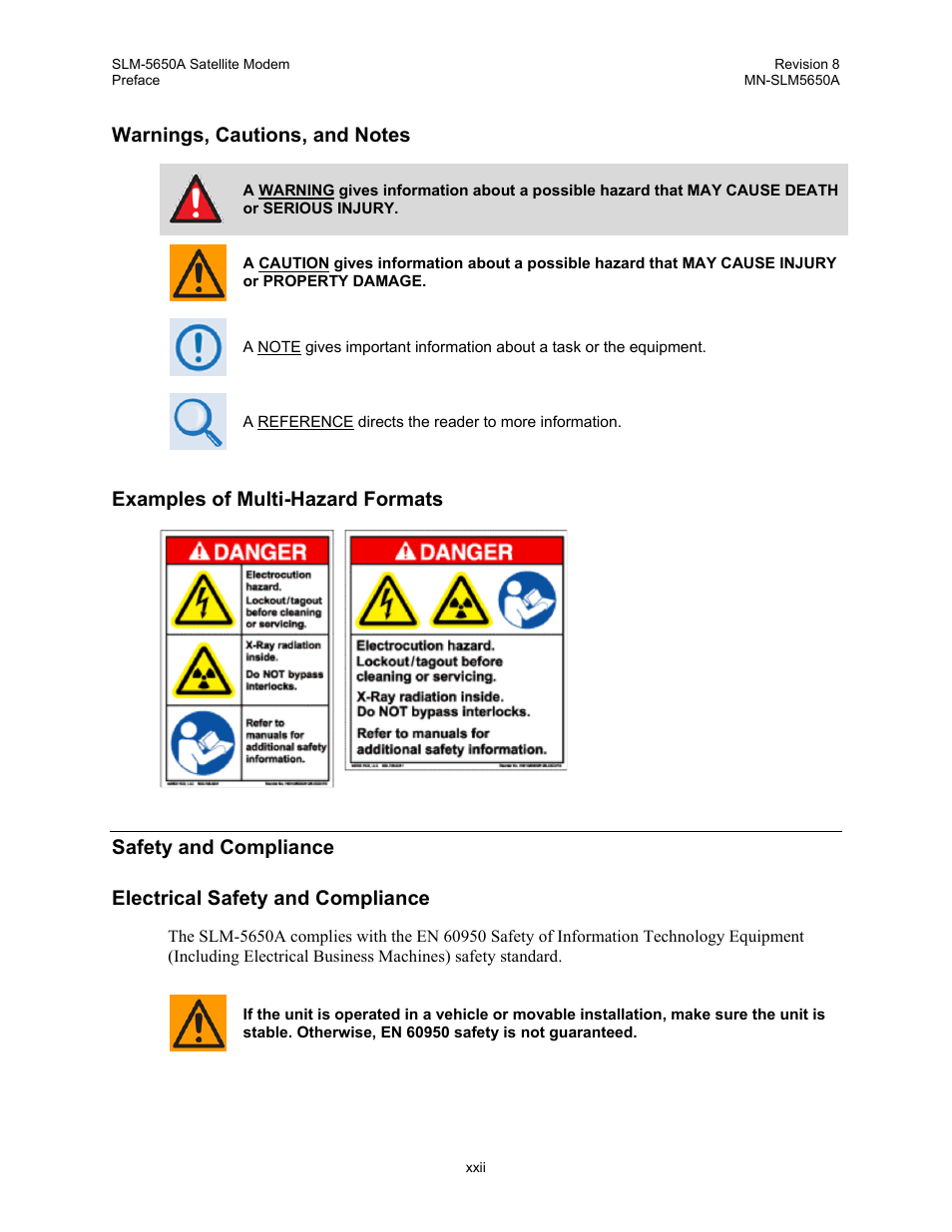 Examples of multi-hazard formats | Comtech EF Data SLM-5650A User Manual | Page 24 / 420