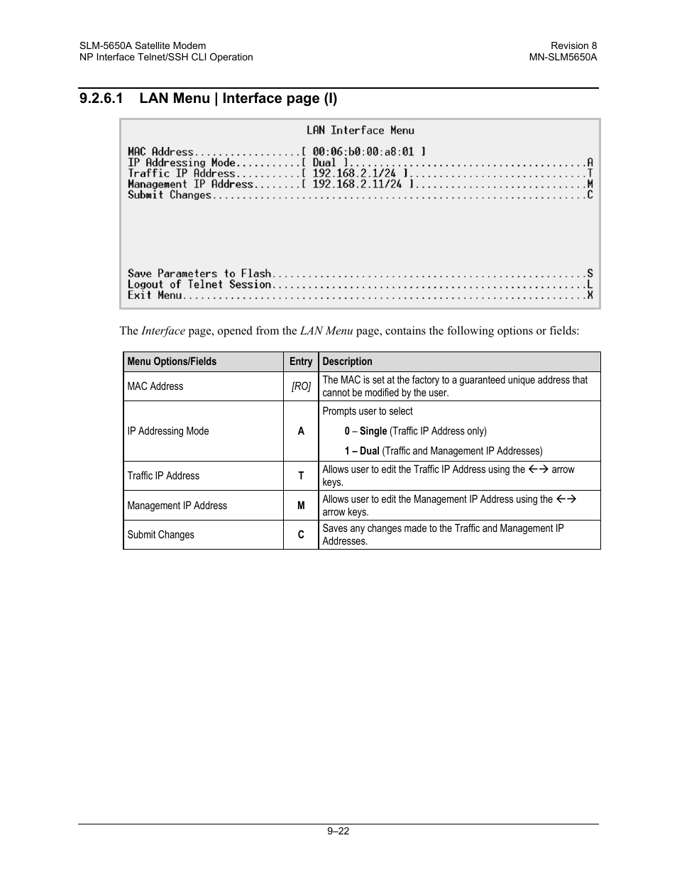 1 lan menu | interface page (i) | Comtech EF Data SLM-5650A User Manual | Page 240 / 420