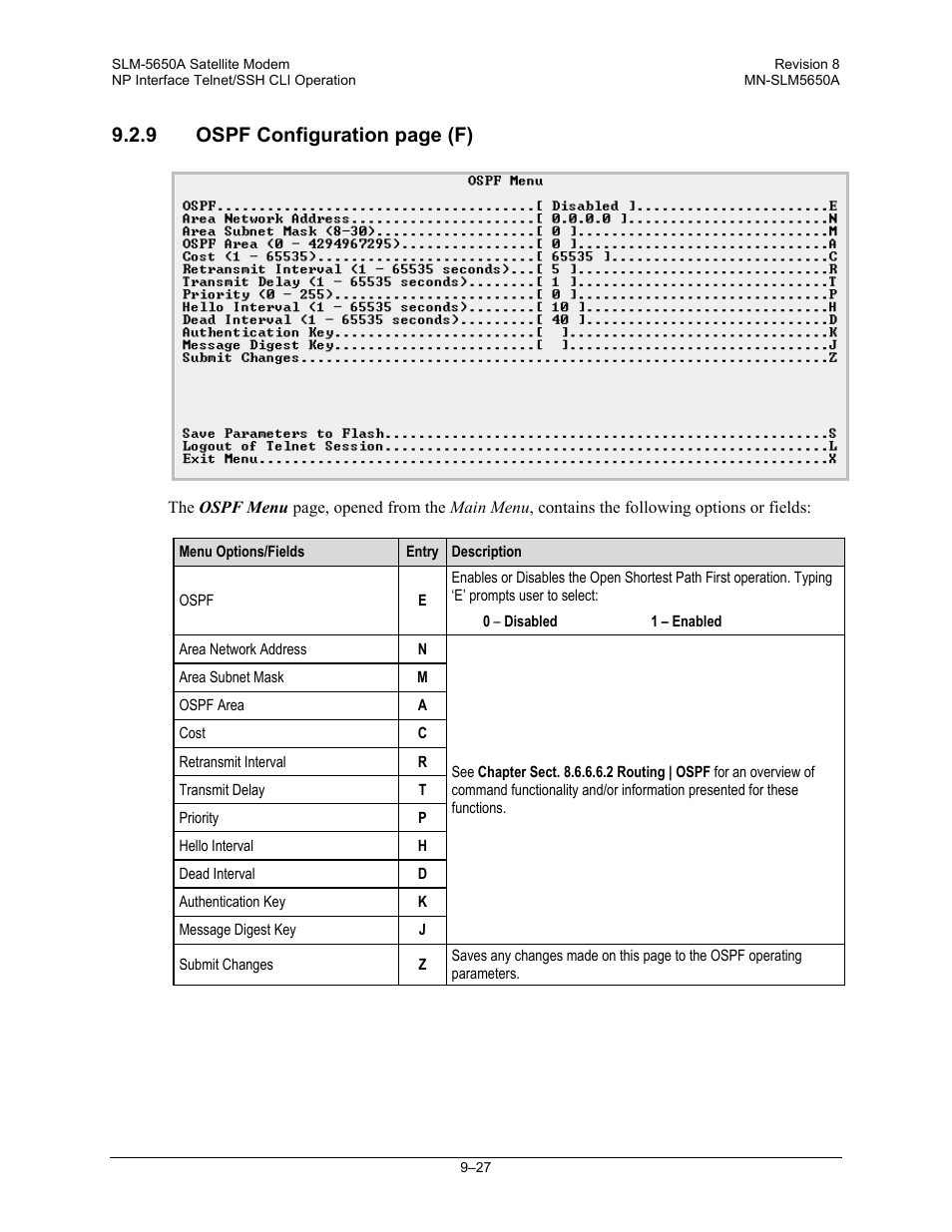 9 ospf configuration page (f) | Comtech EF Data SLM-5650A User Manual | Page 245 / 420