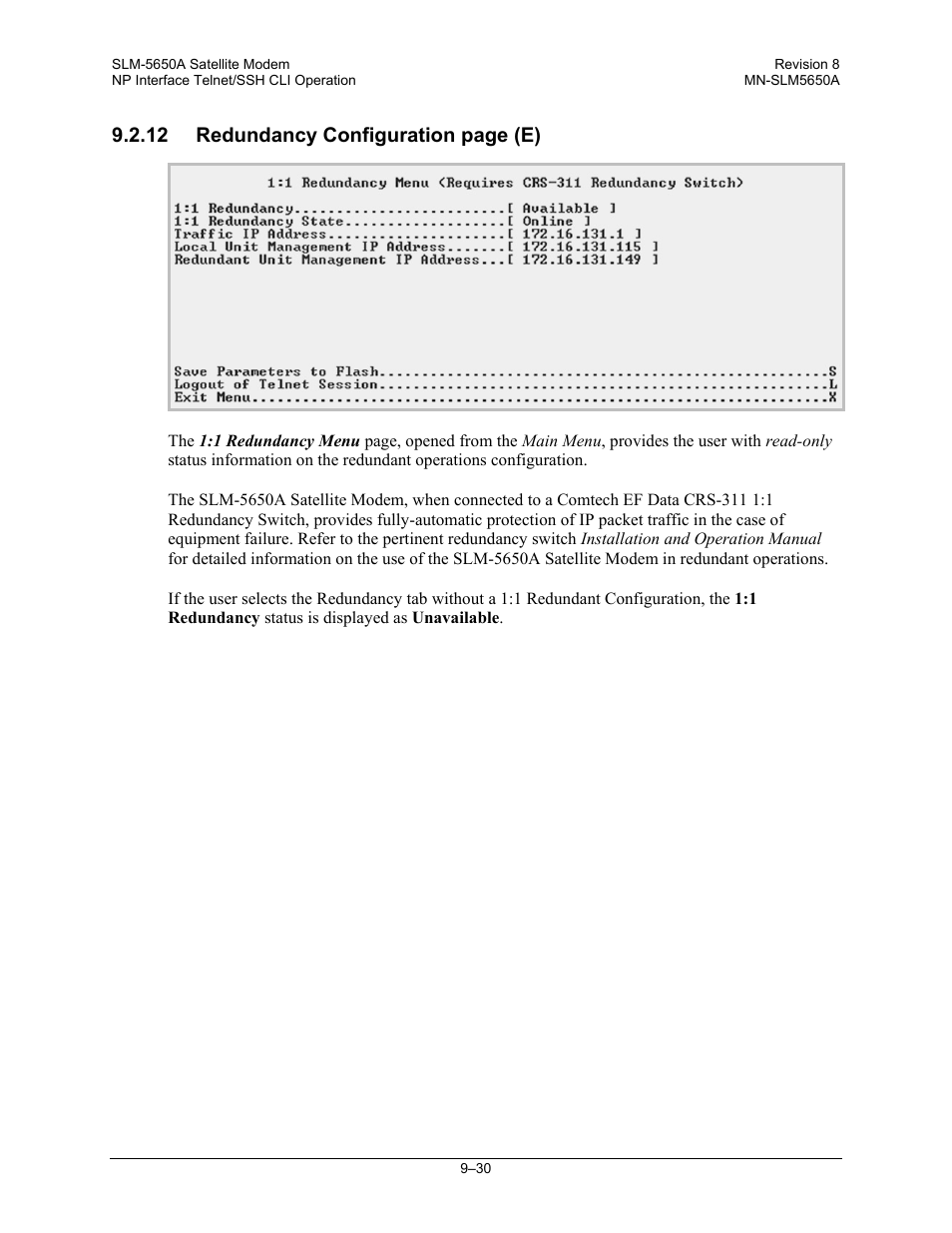 12 redundancy configuration page (e) | Comtech EF Data SLM-5650A User Manual | Page 248 / 420