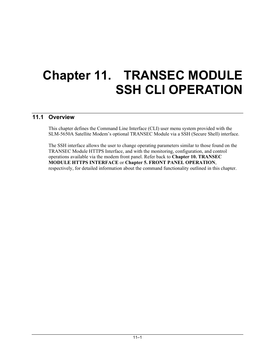 Ch11_transec_cli, Chapter 11. transec module ssh cli operation | Comtech EF Data SLM-5650A User Manual | Page 265 / 420