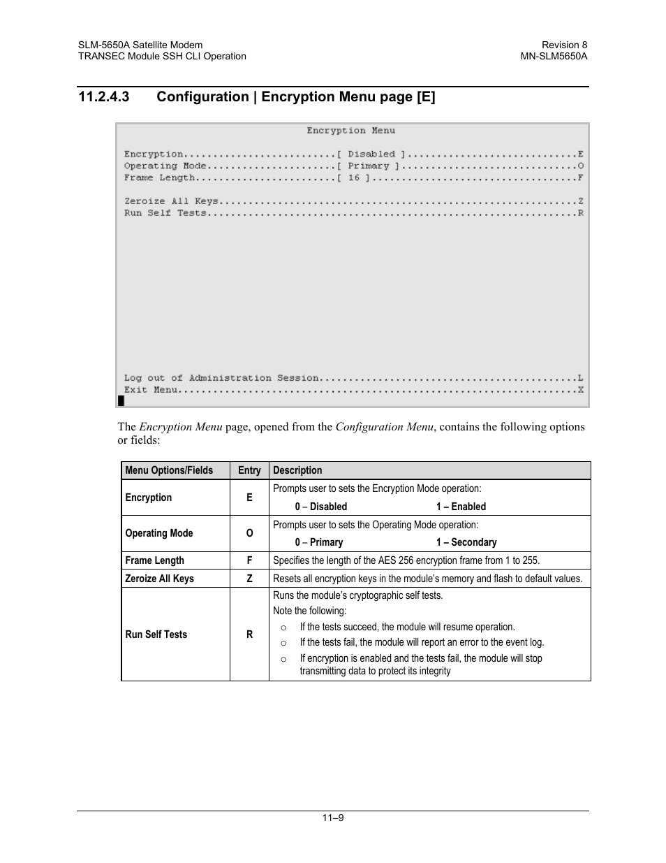 3 configuration | encryption menu page [e | Comtech EF Data SLM-5650A User Manual | Page 273 / 420