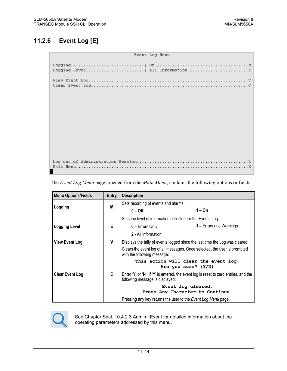 6 event log [e | Comtech EF Data SLM-5650A User Manual | Page 278 / 420