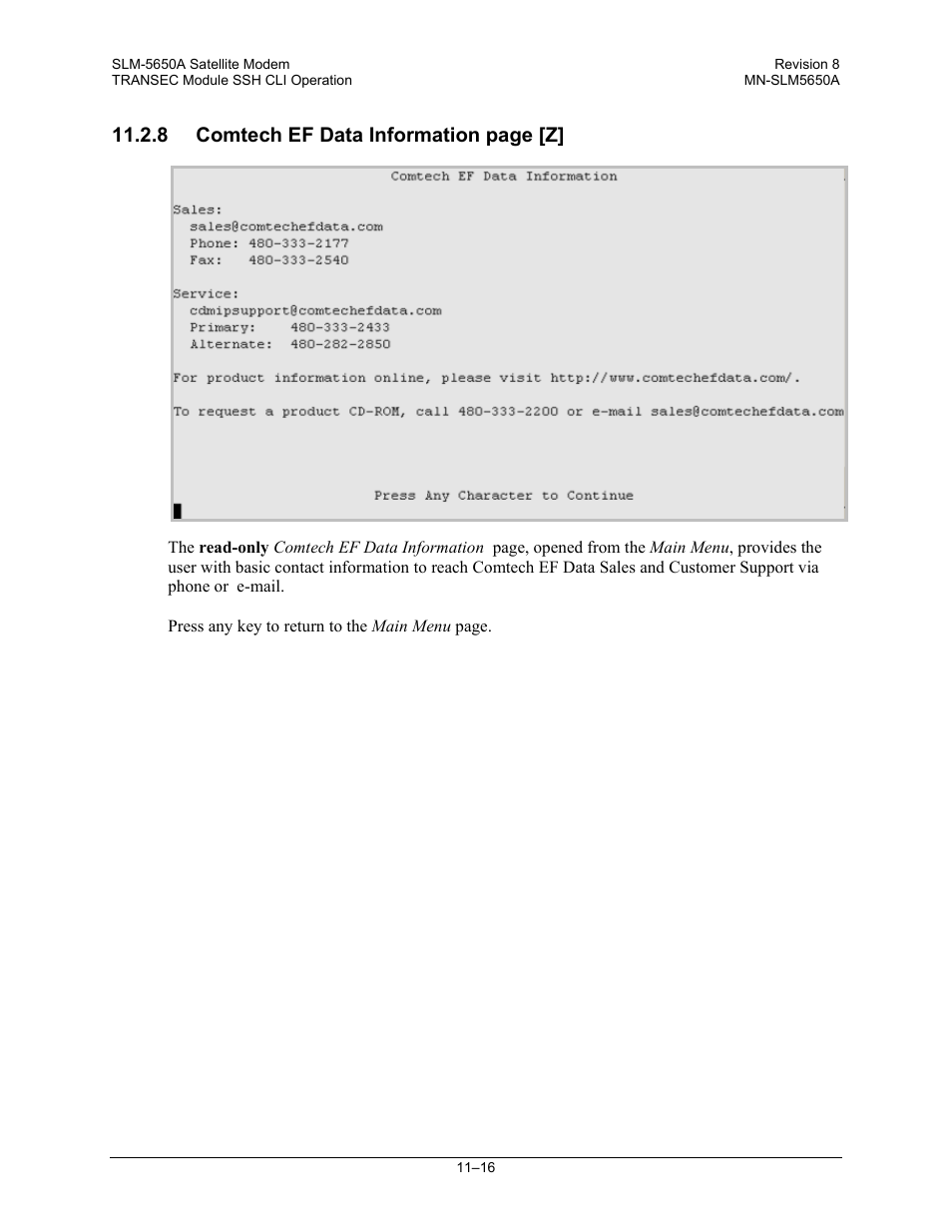 8 comtech ef data information page [z | Comtech EF Data SLM-5650A User Manual | Page 280 / 420