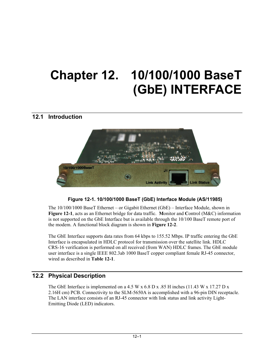 Ch12_gbeintfc | Comtech EF Data SLM-5650A User Manual | Page 281 / 420