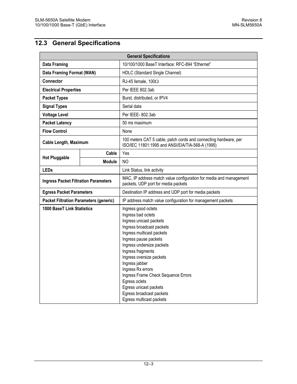 3 general specifications | Comtech EF Data SLM-5650A User Manual | Page 283 / 420