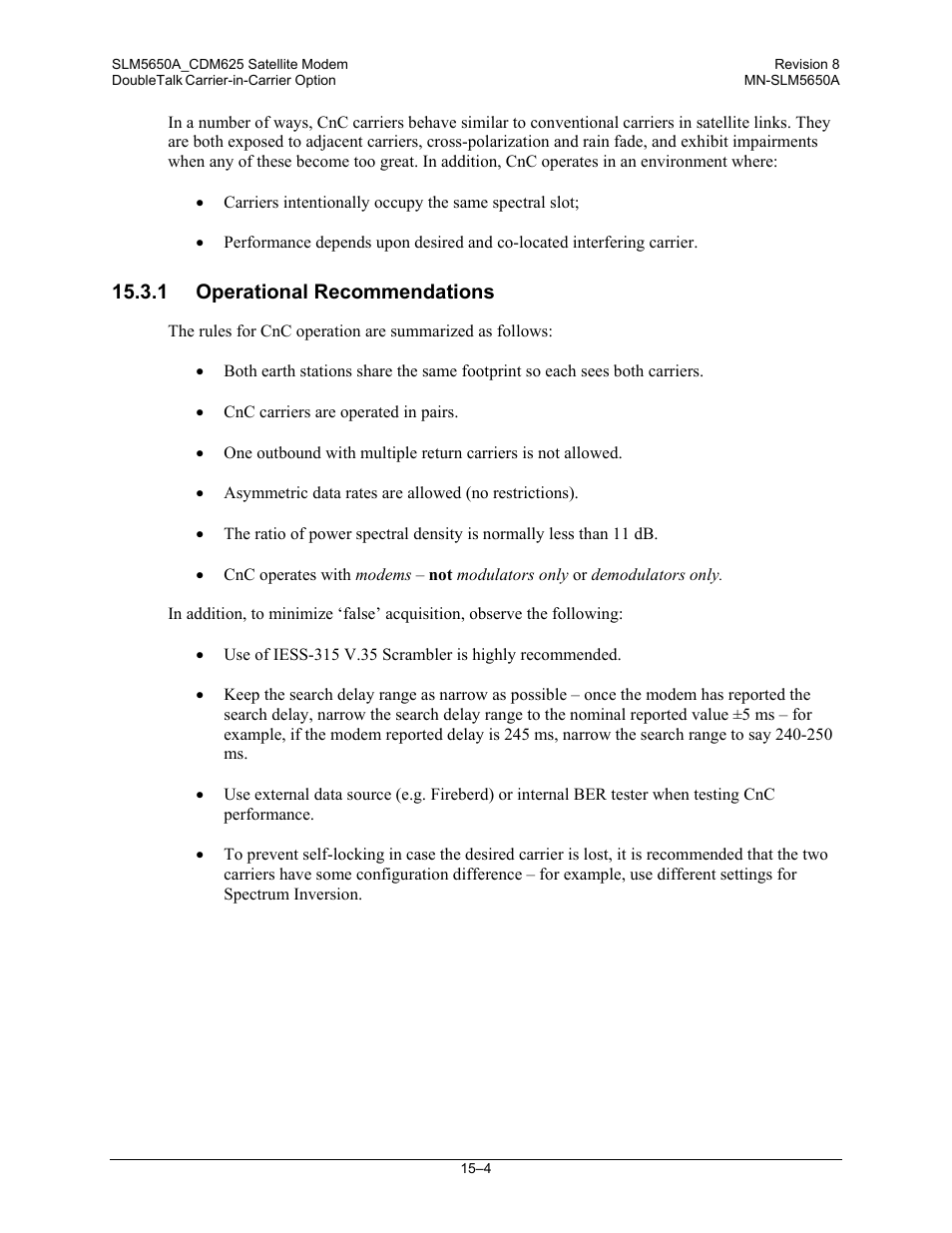 1 operational recommendations | Comtech EF Data SLM-5650A User Manual | Page 302 / 420