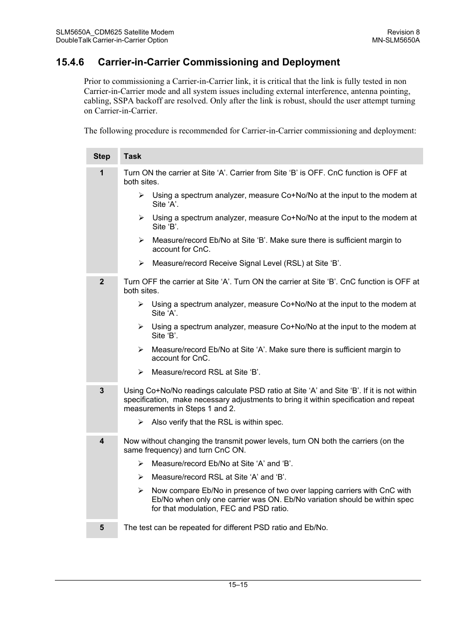 6 carrier-in-carrier commissioning and deployment | Comtech EF Data SLM-5650A User Manual | Page 313 / 420