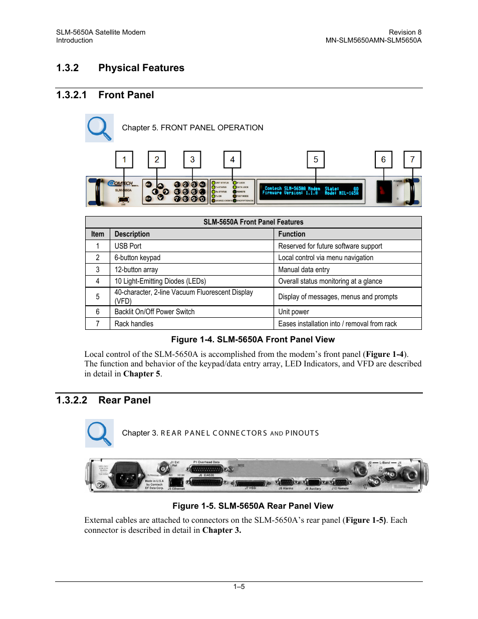 2 rear panel | Comtech EF Data SLM-5650A User Manual | Page 33 / 420