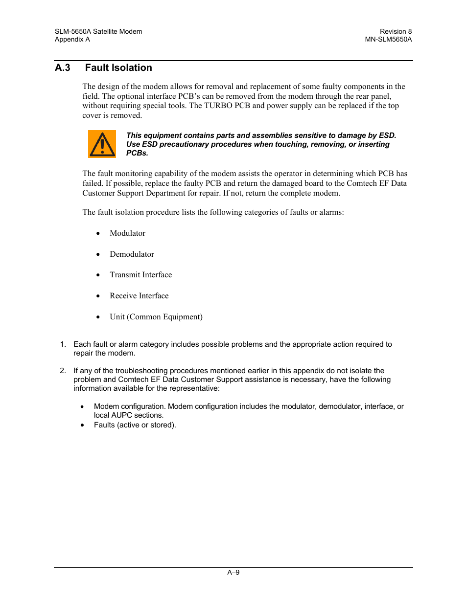 A.3 fault isolation | Comtech EF Data SLM-5650A User Manual | Page 331 / 420