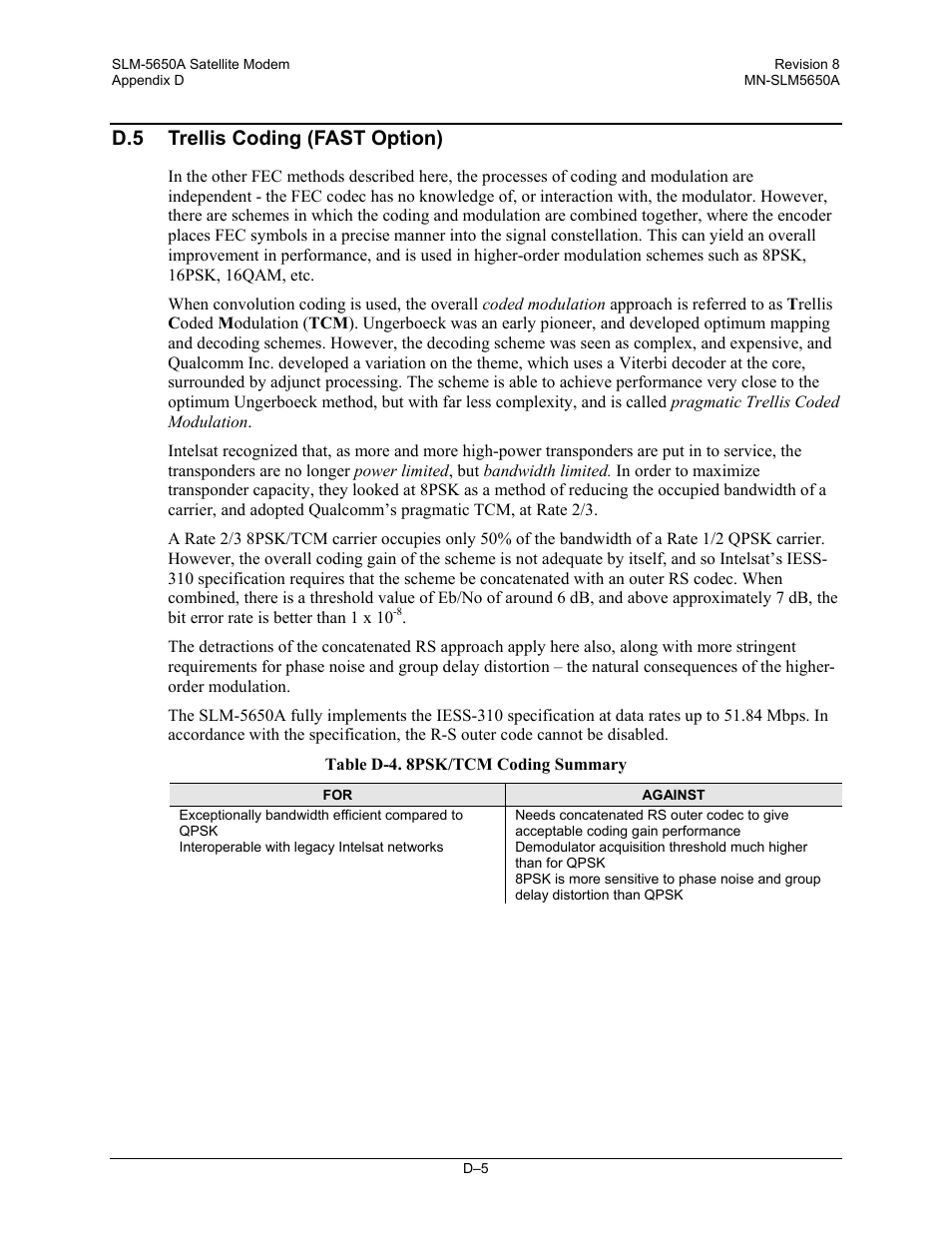 D.5 trellis coding (fast option) | Comtech EF Data SLM-5650A User Manual | Page 399 / 420