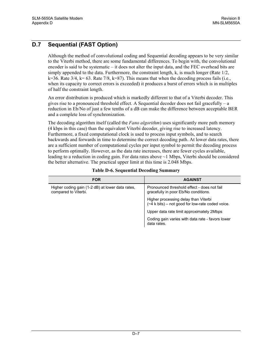 D.7 sequential (fast option) | Comtech EF Data SLM-5650A User Manual | Page 401 / 420